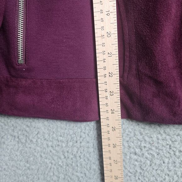 Chicos Purple Faux Suede Mixed Media Moto Jacket Size 2 Zip Pockets Lined - Picture 10 of 13
